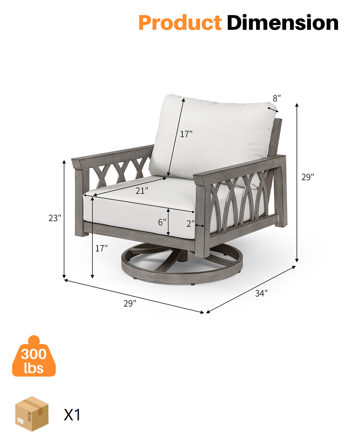 SeeHill スイベル アルミ製アームチェア、360度回転 - Outdoor Furniture Metal Chairs のレビューと価格